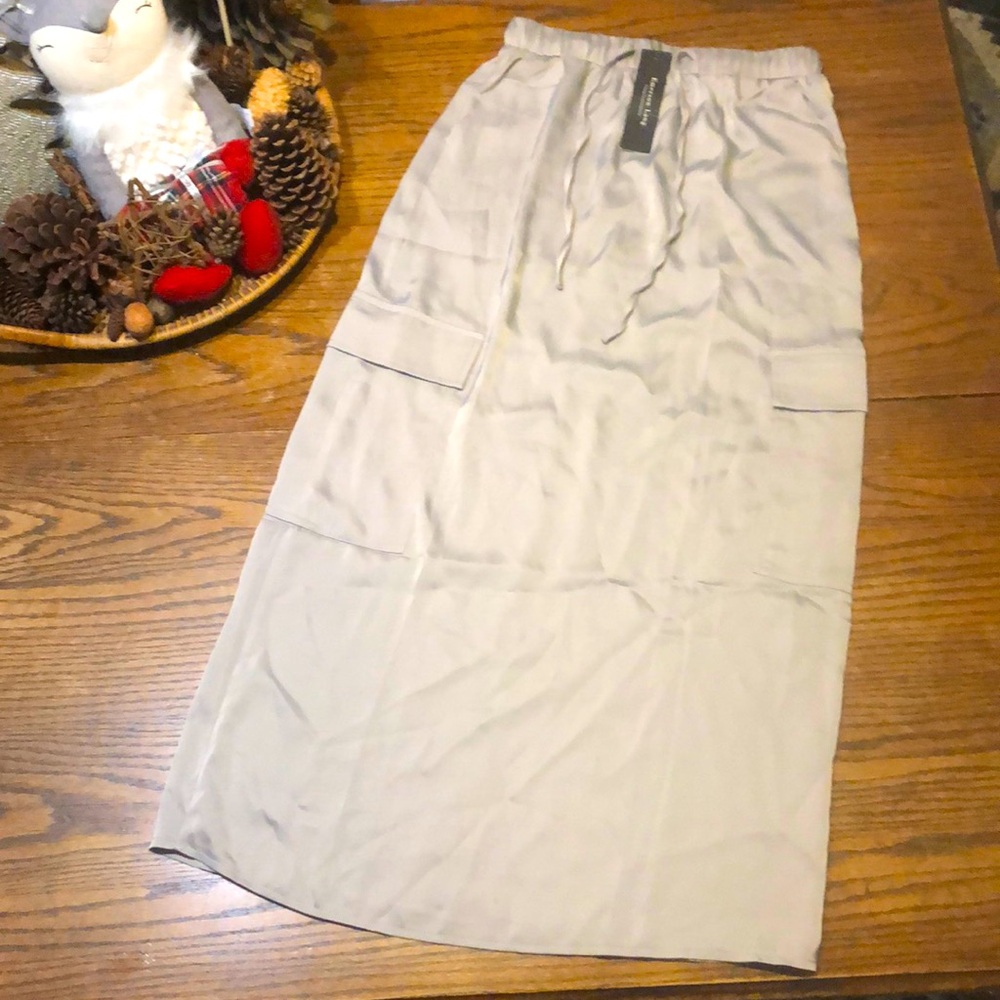 NWT Emerson Lang satin cargo maxi skirt